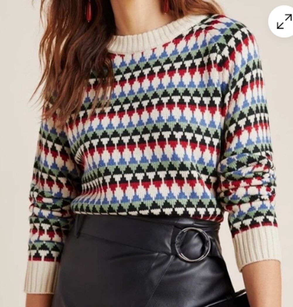 Anthropologie Pepaloves Taylor Oversized Print Sweater Size XS